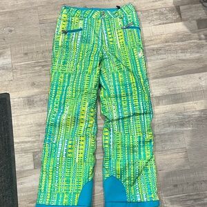 Spyder Green and Blue Patterned Ski Pants